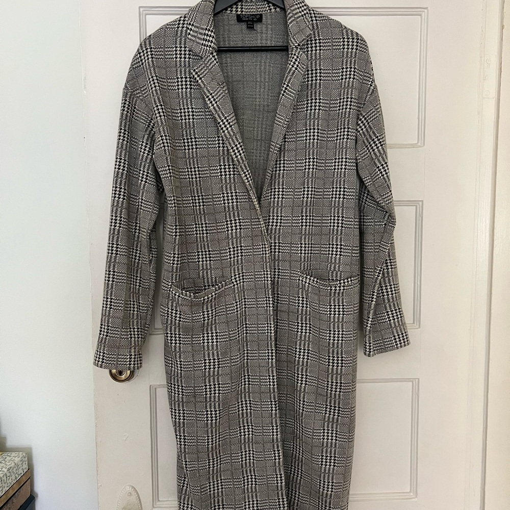 Topshop Black and White Plaid Blazer